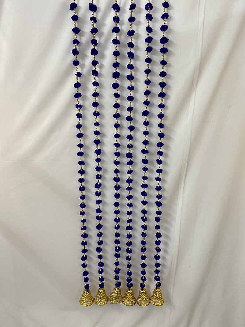 MAGPIE Magpie Collections Handmade Blue Strings Pom Pom for DoorWall Hanging Bandhanwar Garland for Decoration Diwali FestivalNavratriWedding 6 FT8 Strings  - Image 1