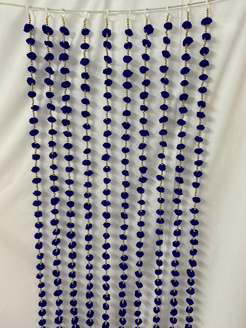 MAGPIE Magpie Collections Handmade Blue Strings Pom Pom for DoorWall Hanging Bandhanwar Garland for Decoration Diwali FestivalNavratriWedding 6 FT8 Strings  - Image 3