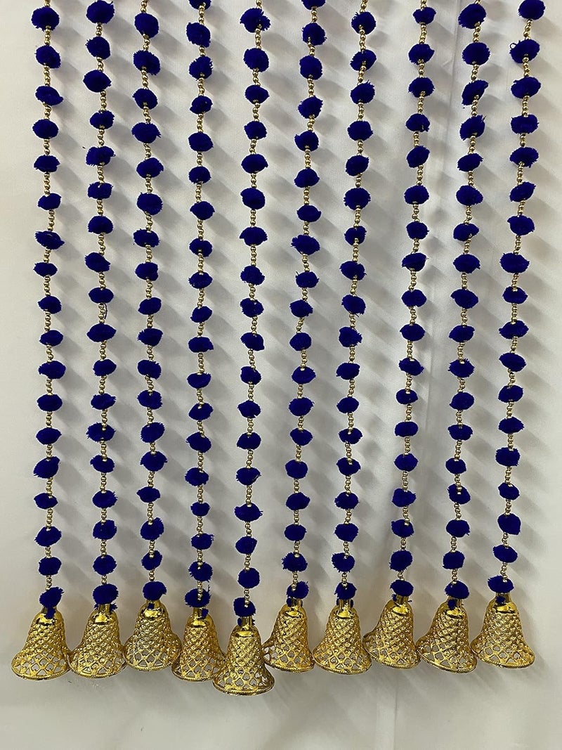 MAGPIE Magpie Collections Handmade Blue Strings Pom Pom for DoorWall Hanging Bandhanwar Garland for Decoration Diwali FestivalNavratriWedding 6 FT8 Strings  - Image 5