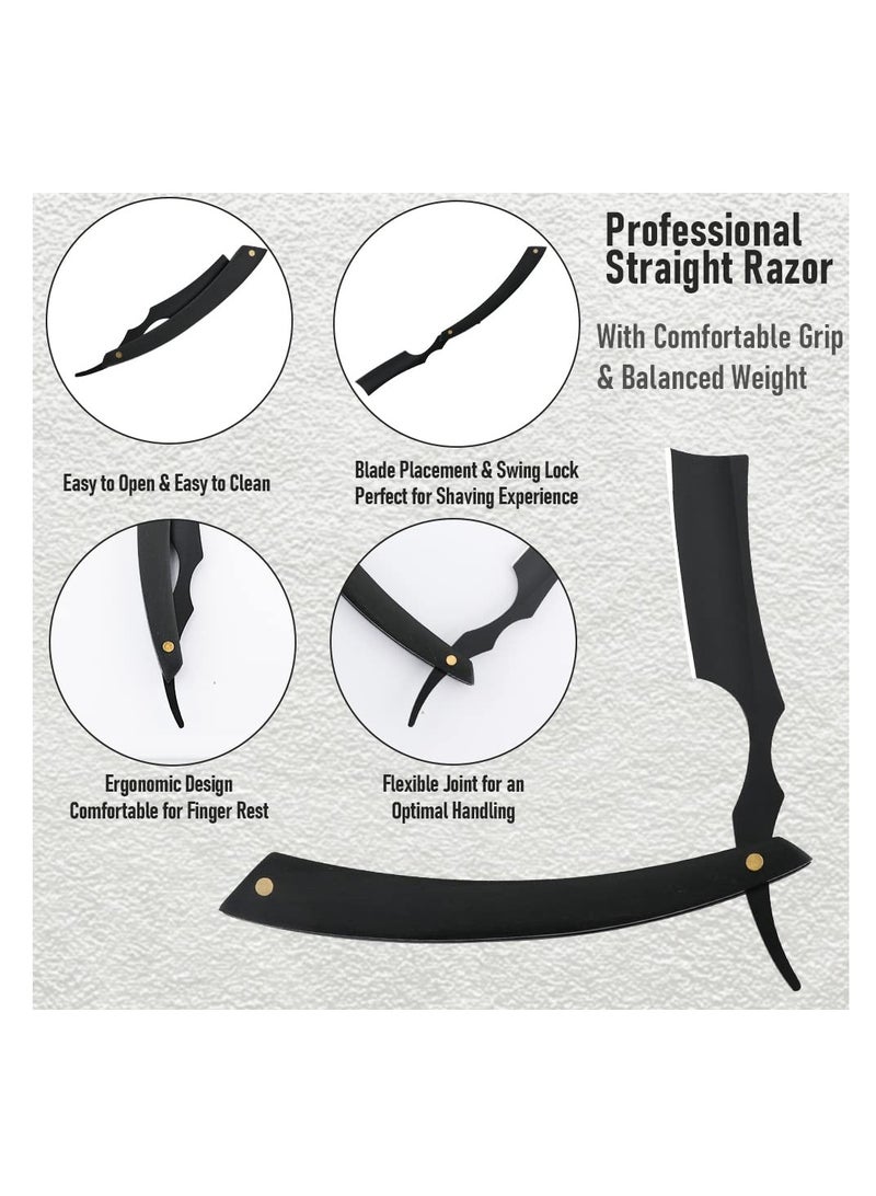 SOLARAE Cut Throat Razor Kit, Single Edge Razor Blades Straight Cut Throat Razors, for Shaving Stainless Steel Cut Throat Razor, with Leather Sharpener for Barber Home & Salon Straight Razor, Gifts for Men - Image 5