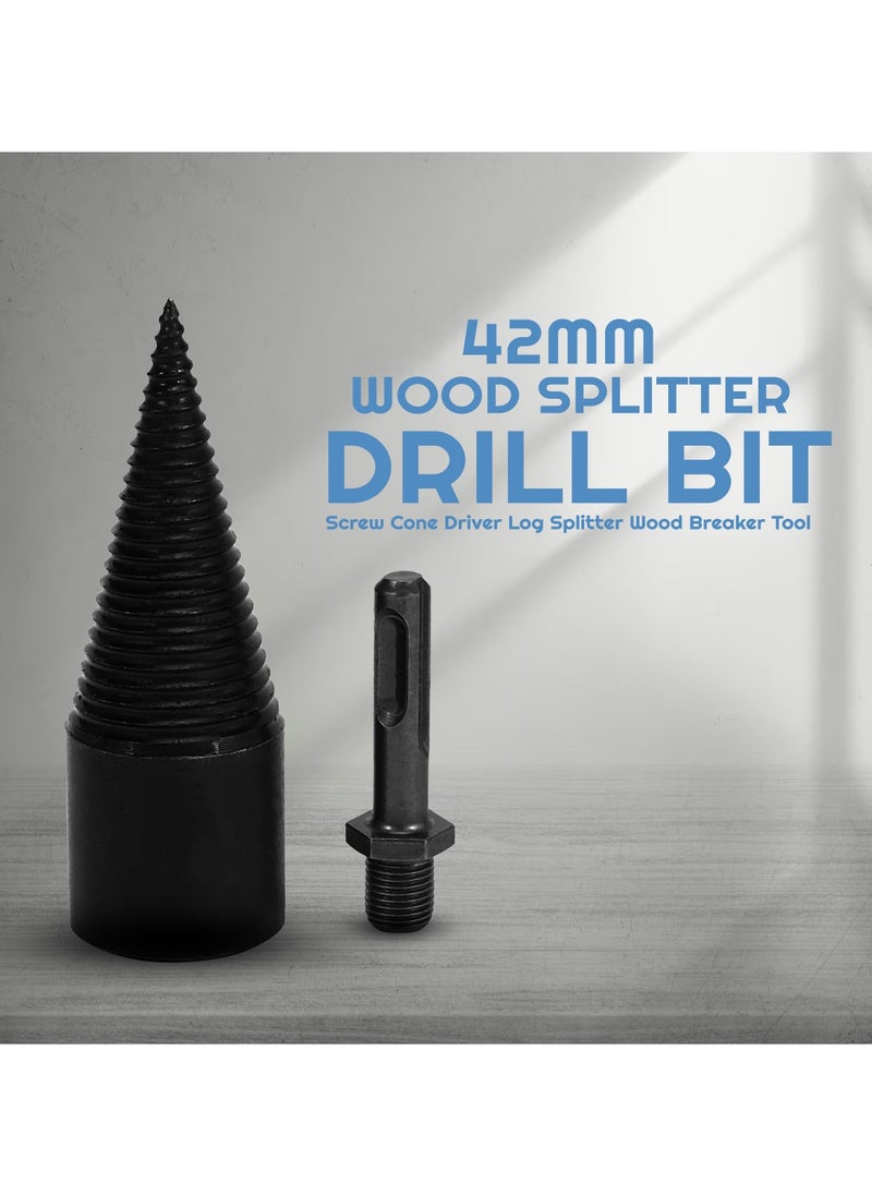Generic - Wood Splitter Firewood Drill Bit Screw Cone Driver Log Splitter Wood Breaker Tool for Drill 42mm - Image 1