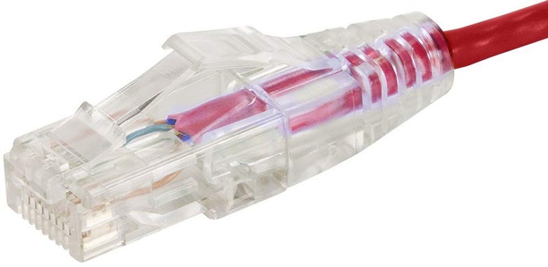 Monoprice Cat6 Ethernet Patch Cable - Snagless, Stranded, 550MHz, UTP, CMR Rated, 28AWG, 3 Feet, Red - SlimRun Series - Image 3