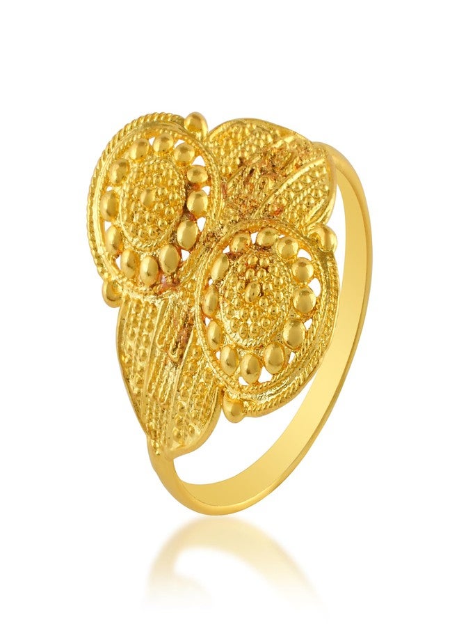 Memoir Brass 24Kt Micron, 1 Gram gold Ethnic jewellery finger ring for Women (ORRM6708) - Image 1