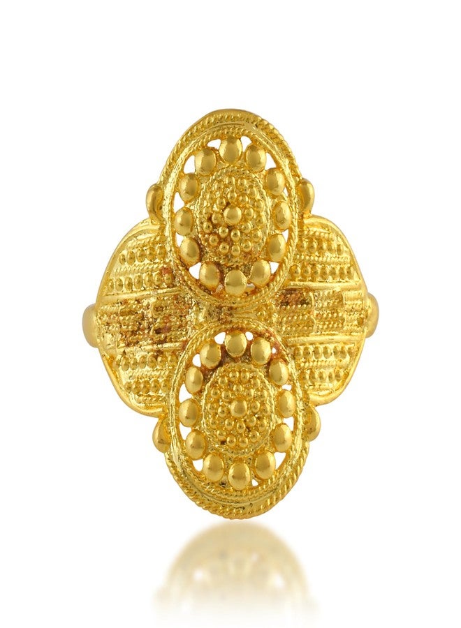 Memoir Brass 24Kt Micron, 1 Gram gold Ethnic jewellery finger ring for Women (ORRM6708) - Image 3