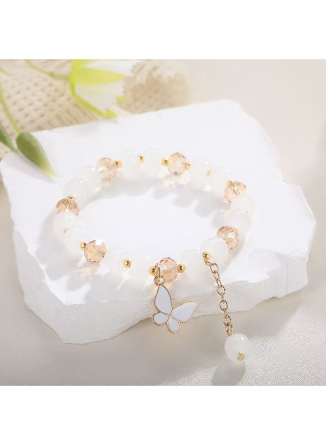 Goolsky Crystal Butterfly Pendant Glass Bead Bracelet – Forest-Inspired Charming Hand Chain for Women - Image 2