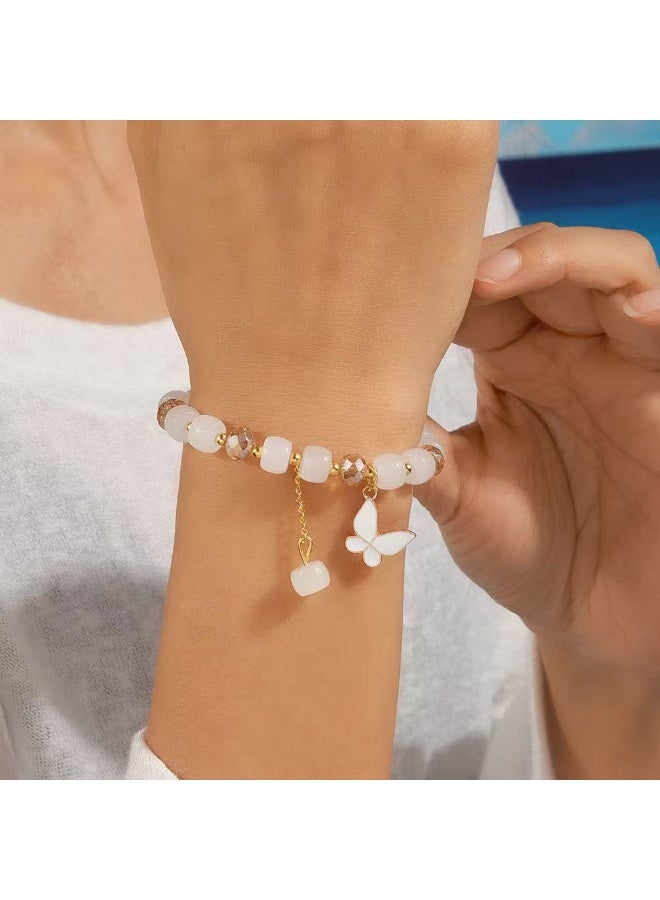 Goolsky Crystal Butterfly Pendant Glass Bead Bracelet – Forest-Inspired Charming Hand Chain for Women - Image 3