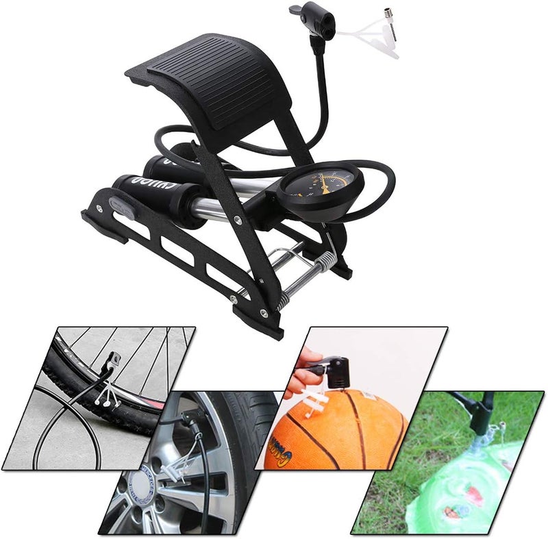 AXABING Double Cylinder Portable Foot Pump with Pressure Gauge for Car, Bicycle, and Other Inflatables - Image 4