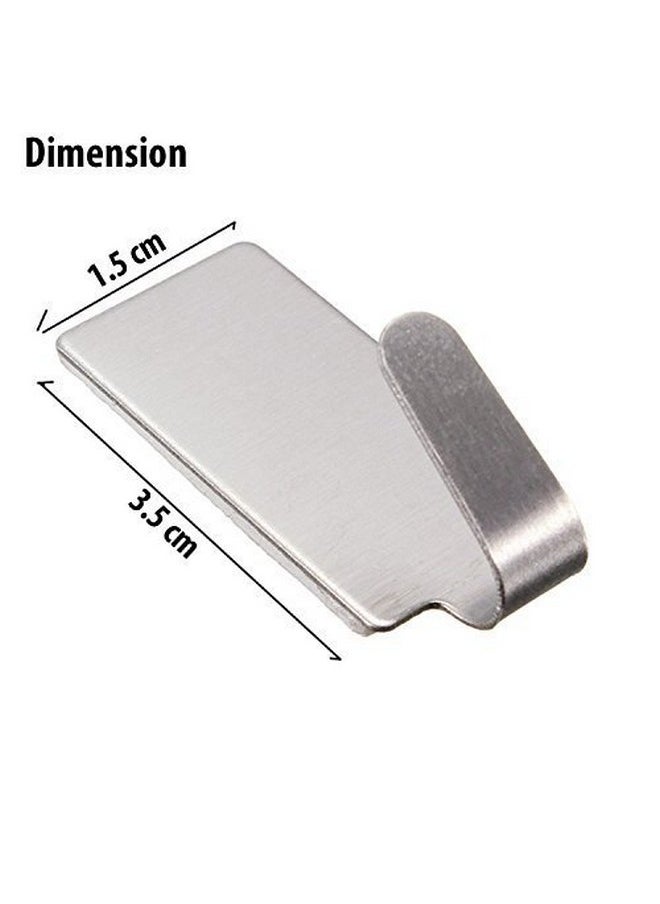 AmigozZ Multipurpose Small Rectangular Stainless Steel Adhesive Hooks - Load Capacity Upto 1 Kg -Pack Of 12 (Silver)  - Image 5
