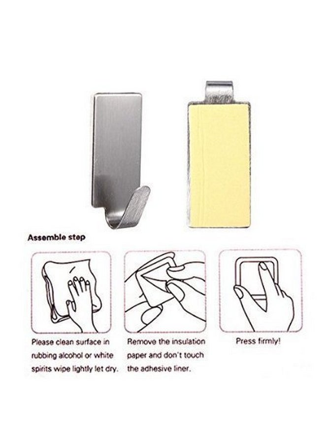 AmigozZ Multipurpose Small Rectangular Stainless Steel Adhesive Hooks - Load Capacity Upto 1 Kg -Pack Of 12 (Silver)  - Image 4