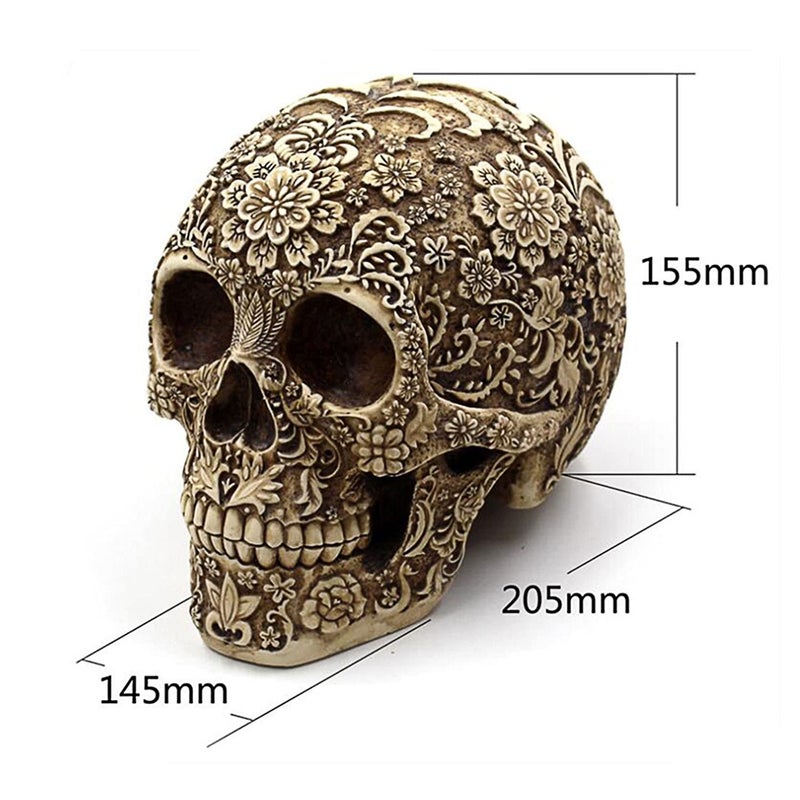 UJOY wynameleri ujoy Creative Skull Flowers Sculpture 8.1'' Human Head Skeleton Statue Collectible Halloween Decoration Home Decor - Image 4