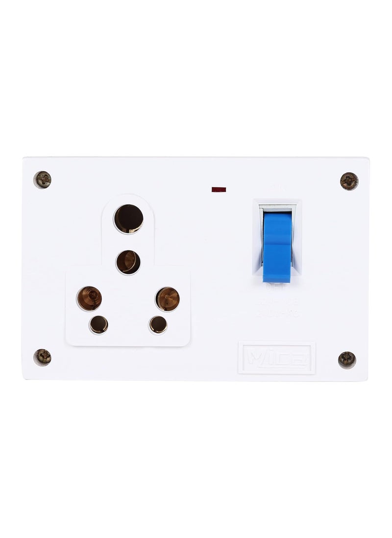 Mica MICA Extension Cord MCB Socket Combined Box 32 AMP with Indicator Cotton Wrapped 3 Core Copper Wire 2 Meter Qty 1 White  - Image 4