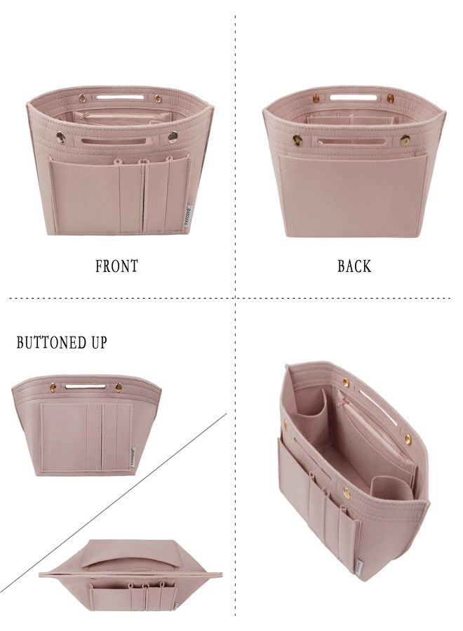 Vercord Purse Organizer Insert for Long champ Felt Organizer Insert with Zipper Handbag Insert Tote Shaper Storage Bag Beige L - Image 4