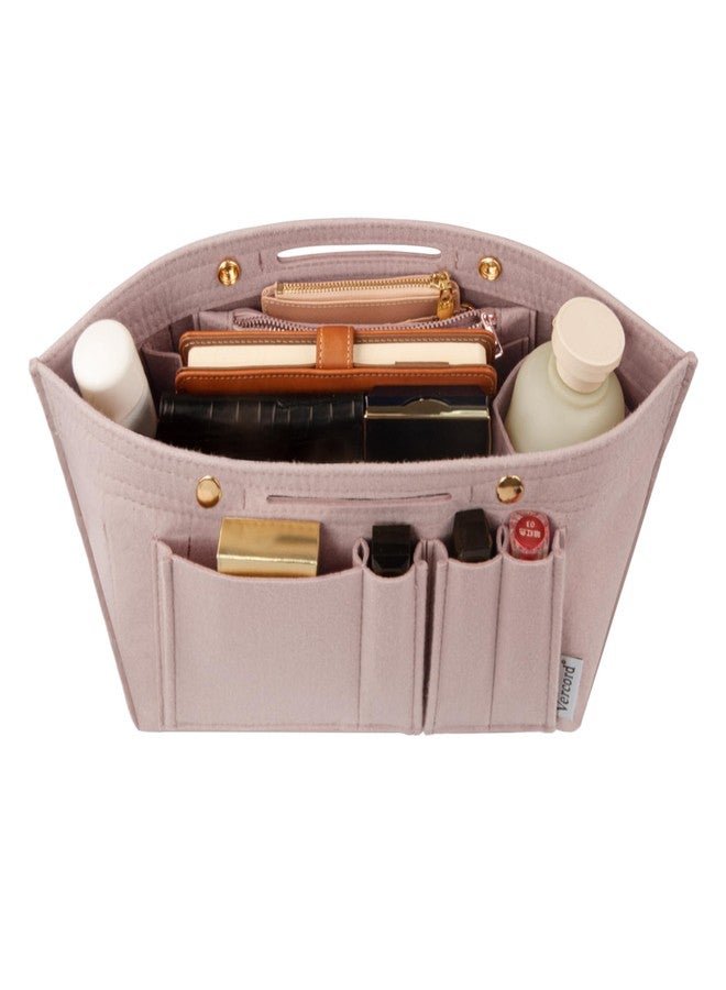 Vercord Purse Organizer Insert for Long champ Felt Organizer Insert with Zipper Handbag Insert Tote Shaper Storage Bag Beige L - Image 2