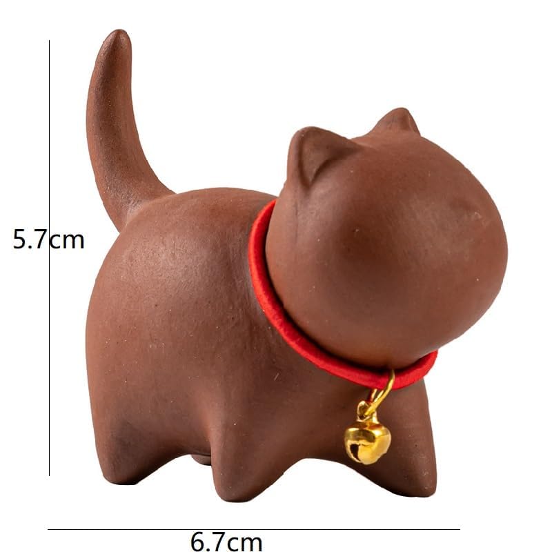 MOZEO One Set Cute Kitten Tea Pet Purple Sand Handcrafted for Kung Fu Tea Set Acessories for Table Room/Home/Office Tearoom Chinese Kungfu Tea Pet Gift for Tea Lovers (2pcs) - Image 5