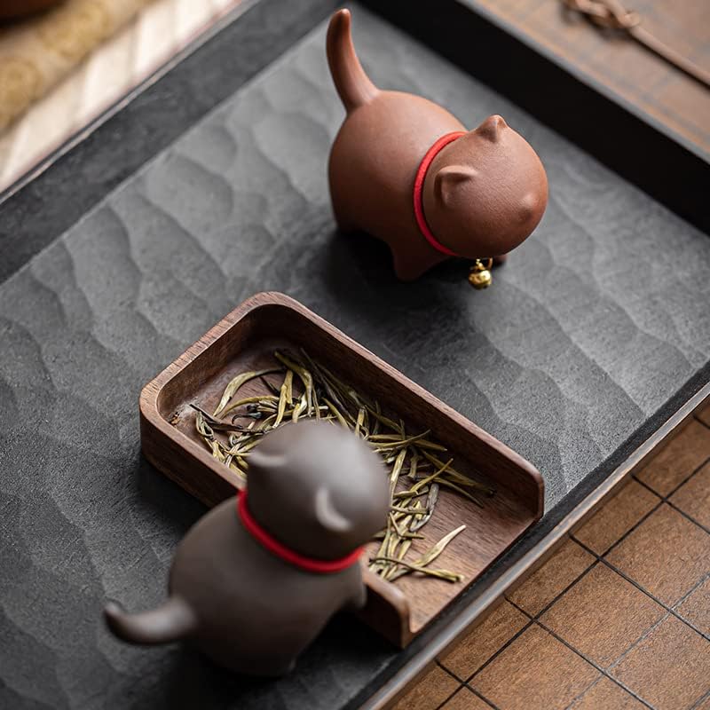 MOZEO One Set Cute Kitten Tea Pet Purple Sand Handcrafted for Kung Fu Tea Set Acessories for Table Room/Home/Office Tearoom Chinese Kungfu Tea Pet Gift for Tea Lovers (2pcs) - Image 3