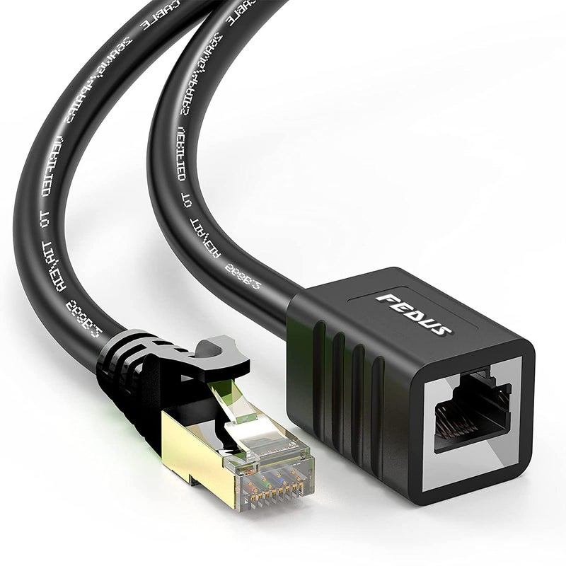 FEDUS كابل تمديد إيثرنت FEDUS Cat8، 1 متر RJ45 معزول ذكر إلى أنثى، كابل موسع LAN، يدعم معايير Cat7 / Cat6 / Cat5e / Cat5 بسرعة عالية 40Gbps 2000MHz كابل SFTP - Image 1