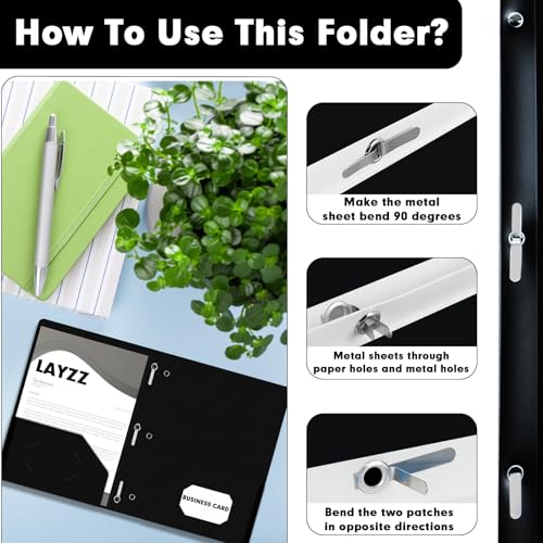 LAYZZ Plastic 2 Pocket Folders with Prongs, 30 Pack, Heavyweight, Letter Size Poly Folders with 3 Metal Prongs Fastener Clips (Black) - Image 4