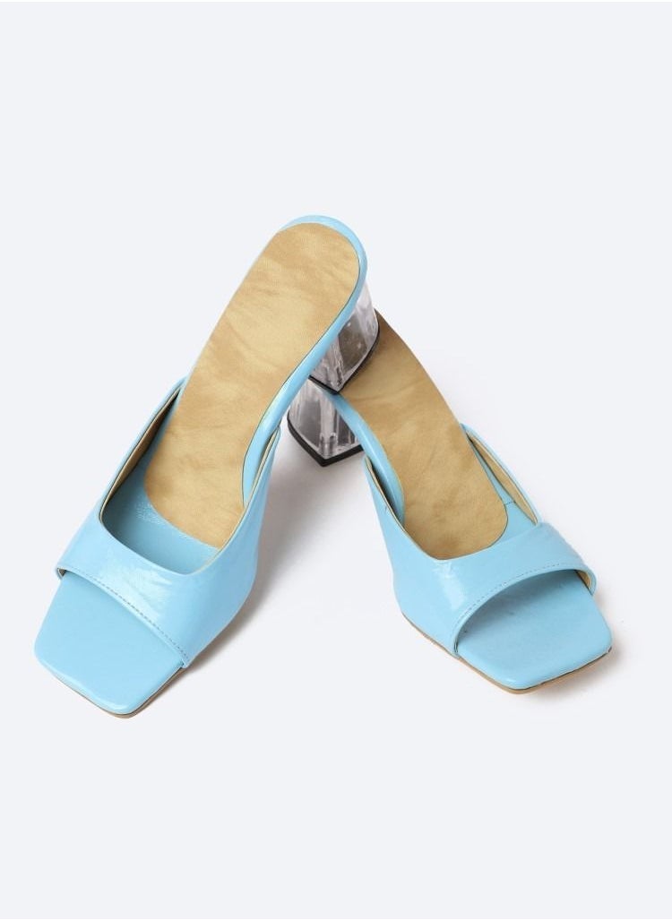 Zahwa Slipper Leather Verne  Middle Transparent Heels  - Image 2
