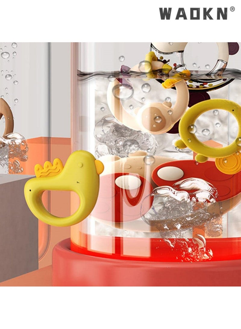 WAOKN Kids 8 Pieces Set With Storage Box Enlightenment Early Education Bell Ring Set Exercise Children Listening and Concentration Newborn Baby Toys Newborn Rattles Can Bite Babies 6-12 Months 19*12.5*18cm Orange  - Image 2