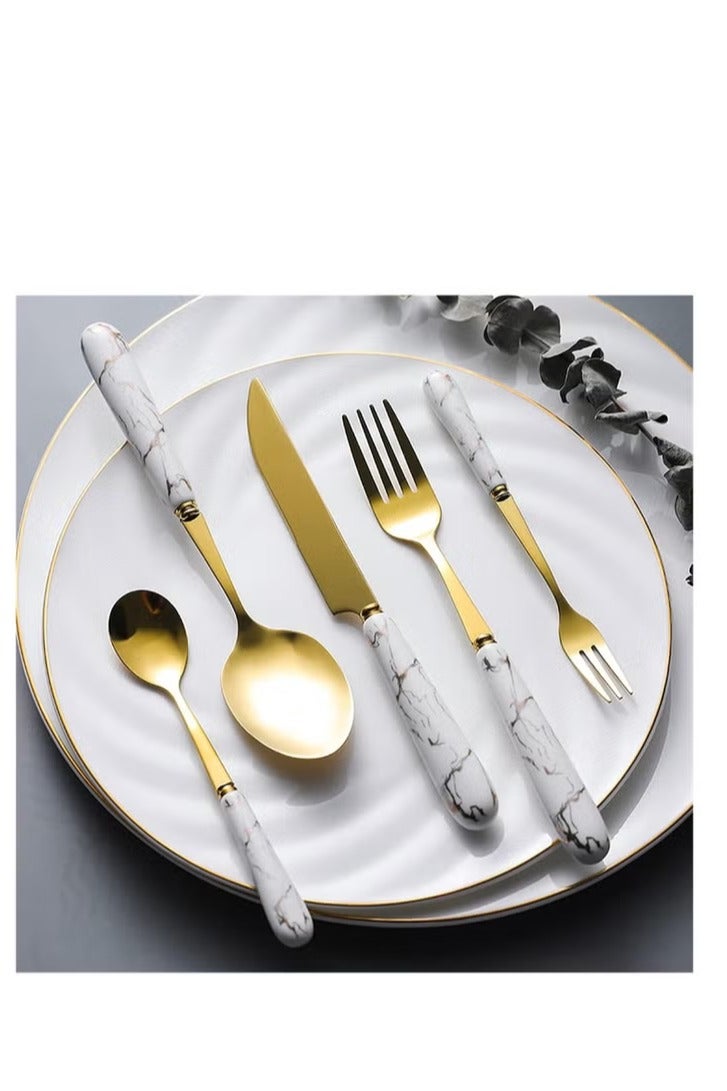 مجموعة كاملة من الملاعق والشوك والسكاكين، 5 قطع، متعددة الألوان