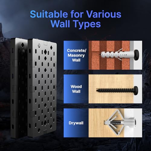 PEGZONE حامل وحدة التحكم وسماعات الرأس PEGZONE، حامل جدار للألعاب، لوحة PEG قابلة للتعديل مع ملحقات، حامل وحدة التحكم لجهاز Xbox PS5 PS4 Switch، تخزين ألعاب الفيديو، منظم رف الأقراص، 7 قطع، أسود - Image 5