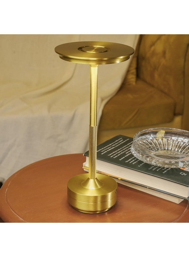 CHRONOS مصباح طاولة LED بدون سلك كرونوس أوريولا (ذهبي) - قابل لإعادة الشحن عبر USB مع تحكم باللمس قابل للتعتيم مع 3 ألوان ضوء قابلة للتعديل لمصباح الطاولة للفندق، المقهى، المطعم أو المنزل بجانب السرير، في المنتصف أو لتناول الطعام - Image 1