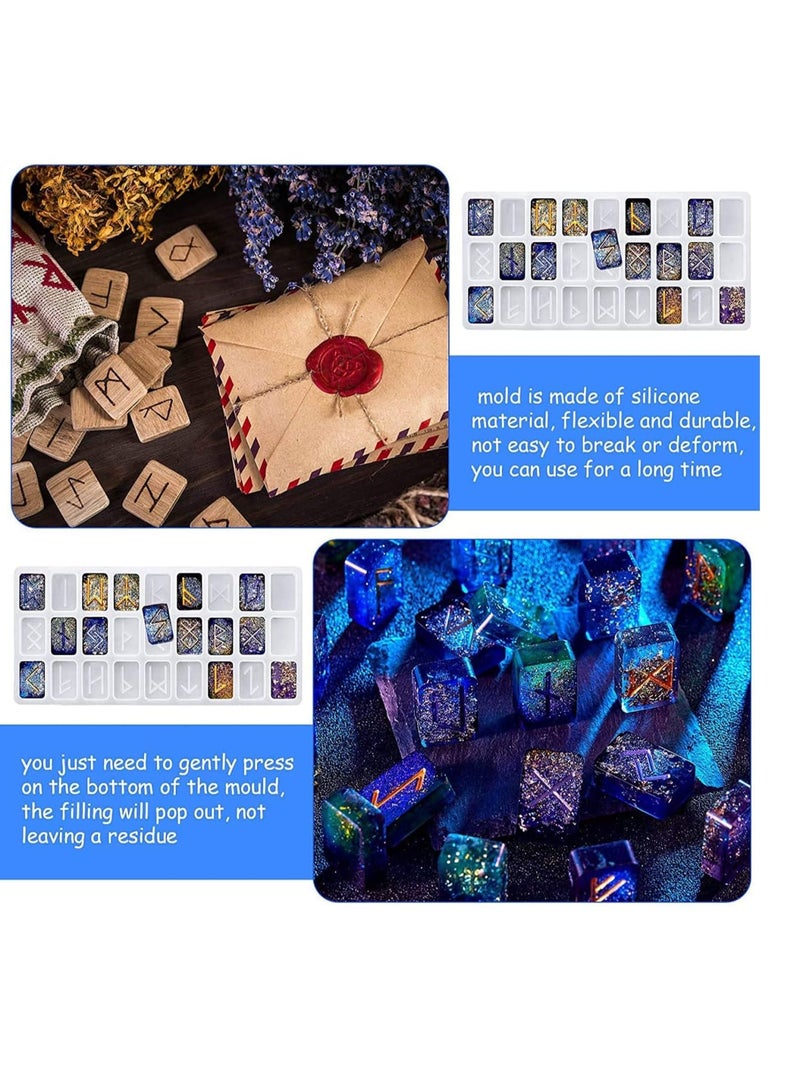 Zikra قالب راتنج الرون، قالب سيليكون حرف الرون الرمزي، قوالب راتنج الكلمات الرمزية DIY، قالب سحر راتنج الإيبوكسي مع لامعات 12 لون لصنع الحلي الشخصية، - Image 2