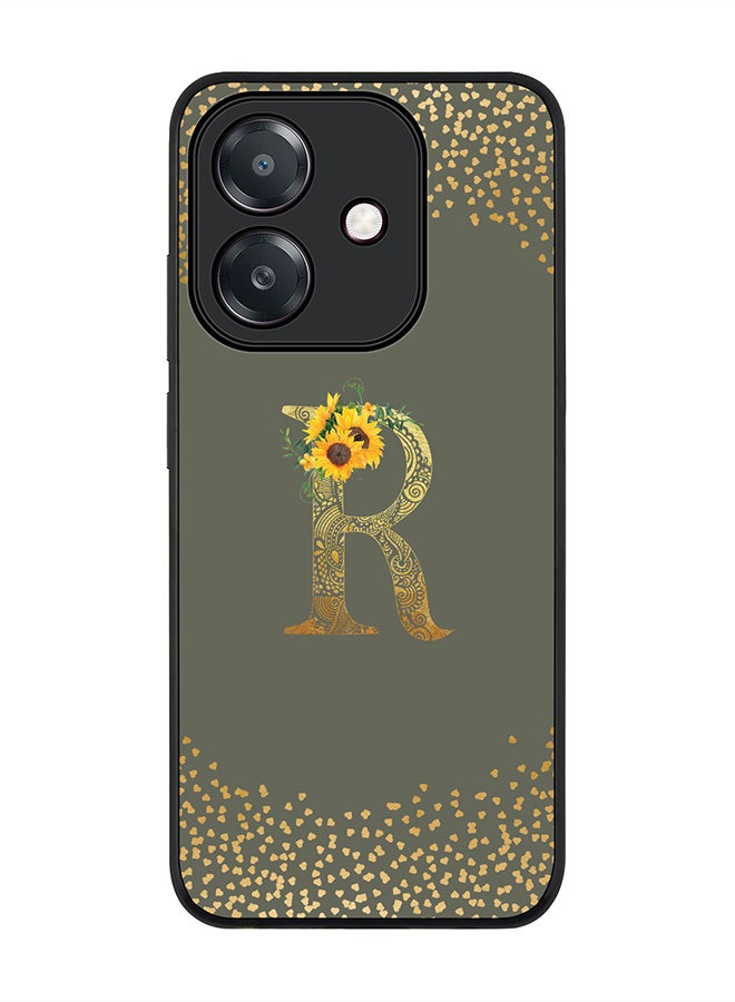 Stylizedd For Oppo A5i Case,Slim fit Camera Protection, Shockproof Thin Phone cover  - Custom Floral Monogram - R  (Olive Green )