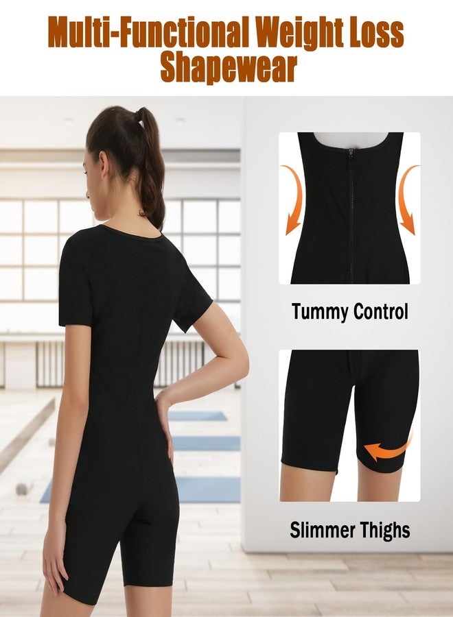 Donason Sauna Suit for Women Slimming Waist Trainer Vest 3 In 1 Sliming Full Body Shaper Gym Workout Top With Short Sleeve - Image 5