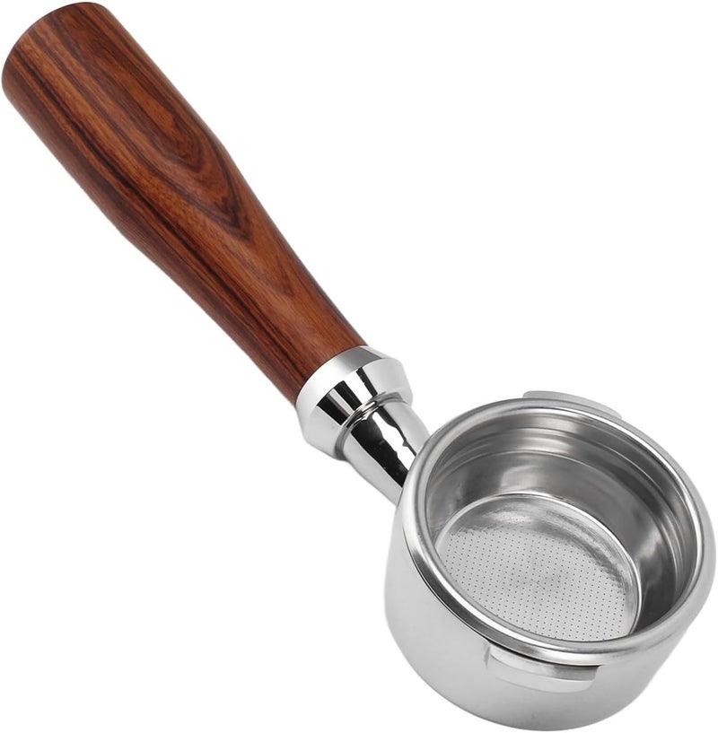 Asixxsix Bottomless Portafilter 58mm, Stainless Steel Dual Ears Handle for Safety, Accessories with Wooden Handle and 58mm Filter Basket for Machines Including (E Classic Rosewood) - Image 5