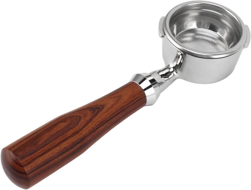 Asixxsix Bottomless Portafilter 58mm, Stainless Steel Dual Ears Handle for Safety, Accessories with Wooden Handle and 58mm Filter Basket for Machines Including (E Classic Rosewood) - Image 1