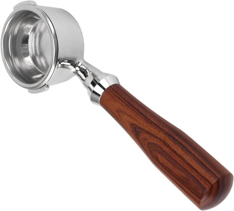 Asixxsix Bottomless Portafilter 58mm, Stainless Steel Dual Ears Handle for Safety, Accessories with Wooden Handle and 58mm Filter Basket for Machines Including (E Classic Rosewood) - Image 3