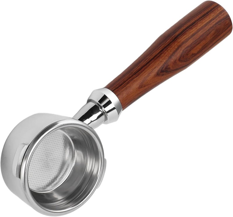 Asixxsix Bottomless Portafilter 58mm, Stainless Steel Dual Ears Handle for Safety, Accessories with Wooden Handle and 58mm Filter Basket for Machines Including (E Classic Rosewood) - Image 4