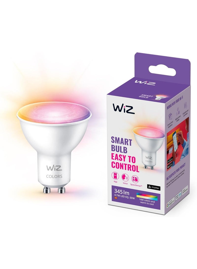 Wiz Smart LED Bulb, Wi-Fi And Bluetooth Connected,50W Colour and White Light, RGB, Works With Alexa And Google Assistant And App-[GU10 Spot] - Image 1