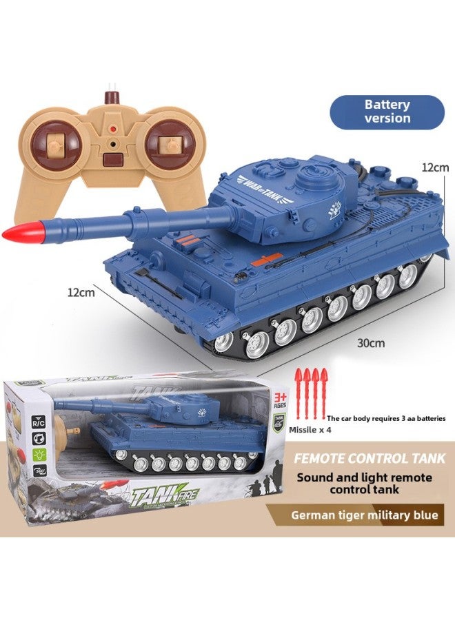 Loquat Hot Sale Remote Control Car Children's Toy Sound And Light Remote Control Tank Charging Launch Simulation Tank Wholesale-Color:German Tiger Army Blue - Image 1