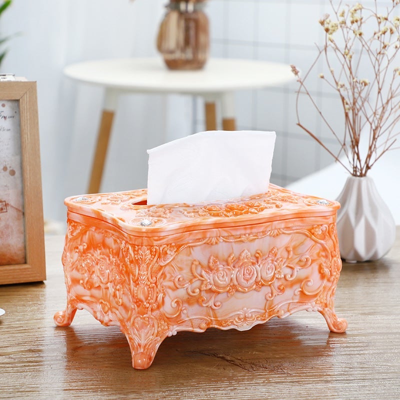 18*12*9 Home Phnom Penh Small Napkin Tissue Box Paper Box Creative Acrylic Desktop Plastic Paper Box Jade Orange