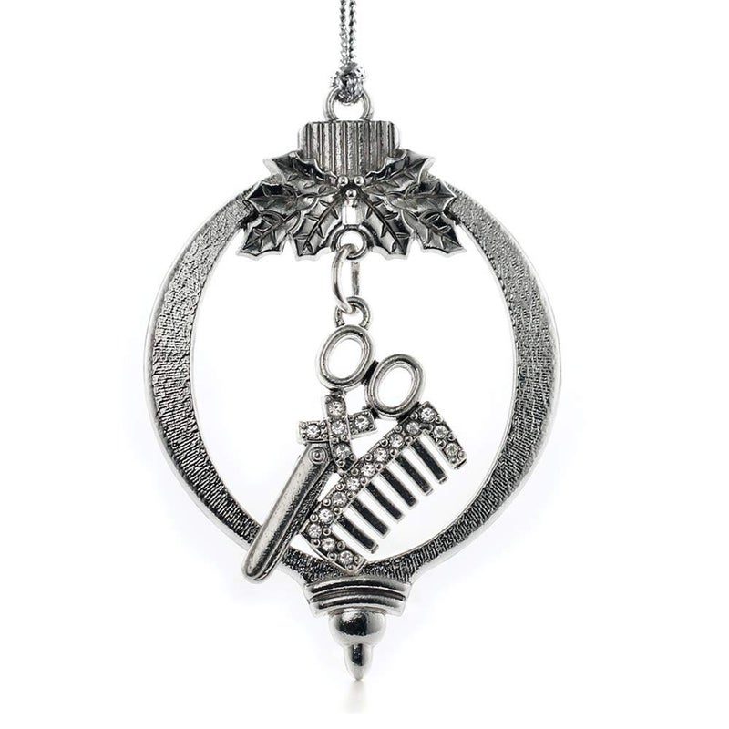 Inspired Silver  Stylist  Silver Christmas Ornament  Unique Charm Christmas Tree Ornament  Holiday Hanging Decoration