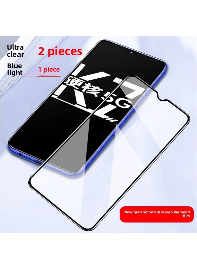 OppoK7 Tempered Glass Film For OppoK7x Full Screen Cover Mobile Phone Film No White Edge K7 Anti-Blue Light Eye Protection K7X High-Colour:[full Screen Covered With Tempered Film]◆2 Pieces Of Ultra-high Definition Version + 1 Piece Of Blu-ray Version-Size:OPPO K7  - Image 1