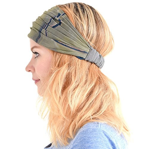 Charm Casualbox Womens Headband Bandana Tie Dye Hair Band Boho Hand Dyed Head Band Dark Blue - Image 1