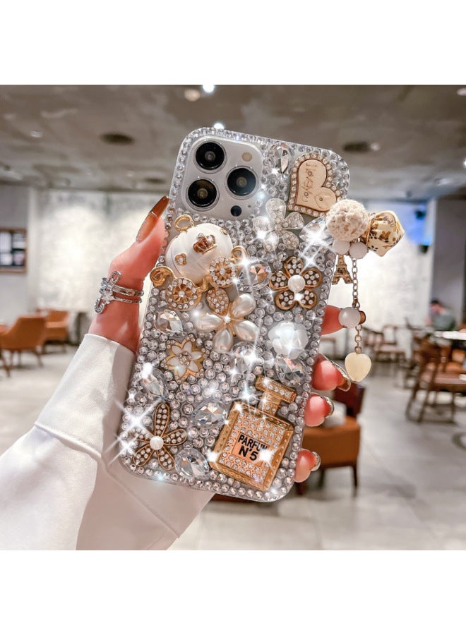 Pumpkin Car For Iphone 16/15promax Mobile Phone Case Full Diamond Suitable For Iphone12/13 All-inclusive Silicone Love-Color:Pumpkin Cart + Perfume Bottle-Applicable Models:For Iphone11 - Image 2