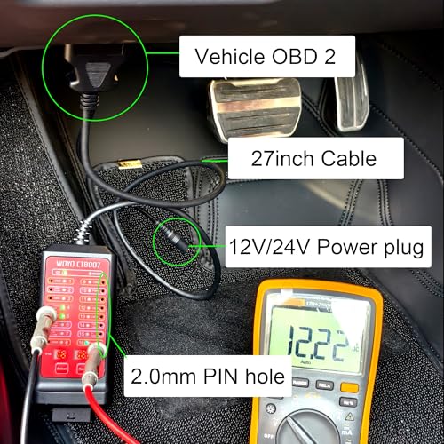 WOYO صندوق اختبار OBD2، WOYO CTB007 صندوق اختبار CAN 12V/24V مع كابل تمديد OBD بطول 27 بوصة، فولتية رقمية OBD 16 دبوس، أداة تشخيص OBD2 للسيارات كاشف بروتوكول الاتصال OBDII - Image 2