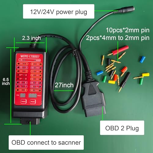 WOYO صندوق اختبار OBD2، WOYO CTB007 صندوق اختبار CAN 12V/24V مع كابل تمديد OBD بطول 27 بوصة، فولتية رقمية OBD 16 دبوس، أداة تشخيص OBD2 للسيارات كاشف بروتوكول الاتصال OBDII - Image 3