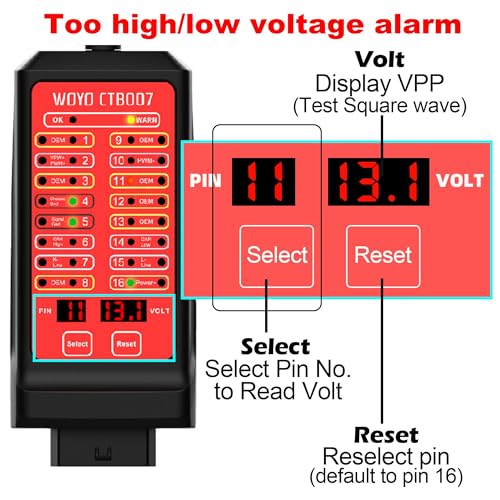 WOYO صندوق اختبار OBD2، WOYO CTB007 صندوق اختبار CAN 12V/24V مع كابل تمديد OBD بطول 27 بوصة، فولتية رقمية OBD 16 دبوس، أداة تشخيص OBD2 للسيارات كاشف بروتوكول الاتصال OBDII - Image 5