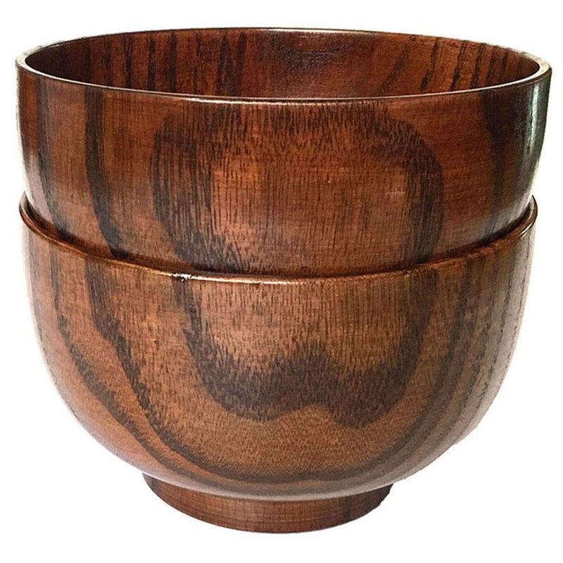 Cospring Handmade Wood Bowl Mug for Rice Soup Dip Coffee Tea Decoration 2PCS Jujube Bowls L 518 inch Dia by 318 inch High