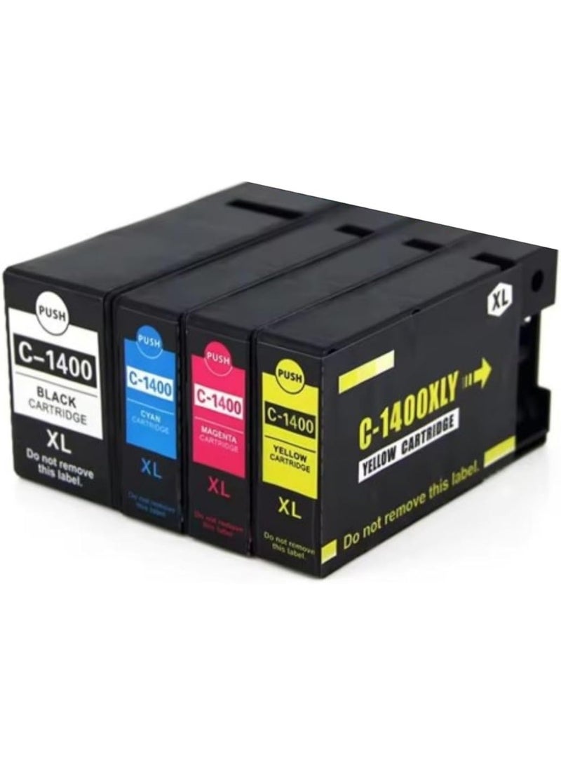 Terabyte 1400X Compatible Inkjet Cartridge Set for Canon Maxify MB2140, C-1400XL Series, Black/Cyan/Magenta/Yellow, 4-Pack, 1200 Page Yield, 15 x 7 x 7.2 cm - Image 2