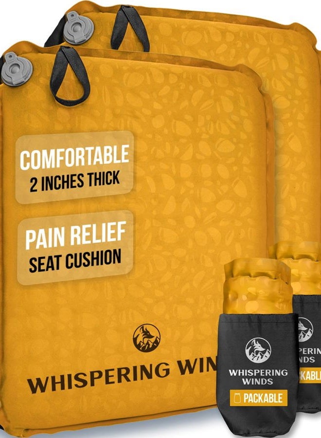 Whispering Winds Inflatable Seat Cushion - Comfortable Blow-up Foam Pad for Airplane, Travel, Stadium, Outdoors, Camping, Car & More - Image 1