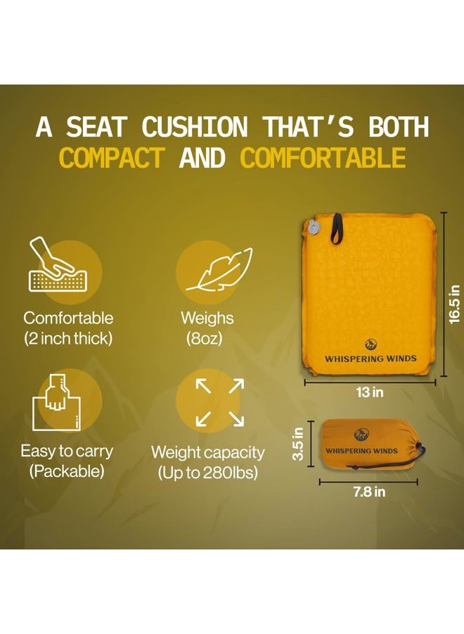 Whispering Winds Inflatable Seat Cushion - Comfortable Blow-up Foam Pad for Airplane, Travel, Stadium, Outdoors, Camping, Car & More - Image 2