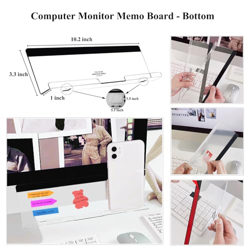 LRZCGB Acrylic Monitor Sticky Note Holder Transparent Message Board Reminder for Computer Screen (Right) - Image 3