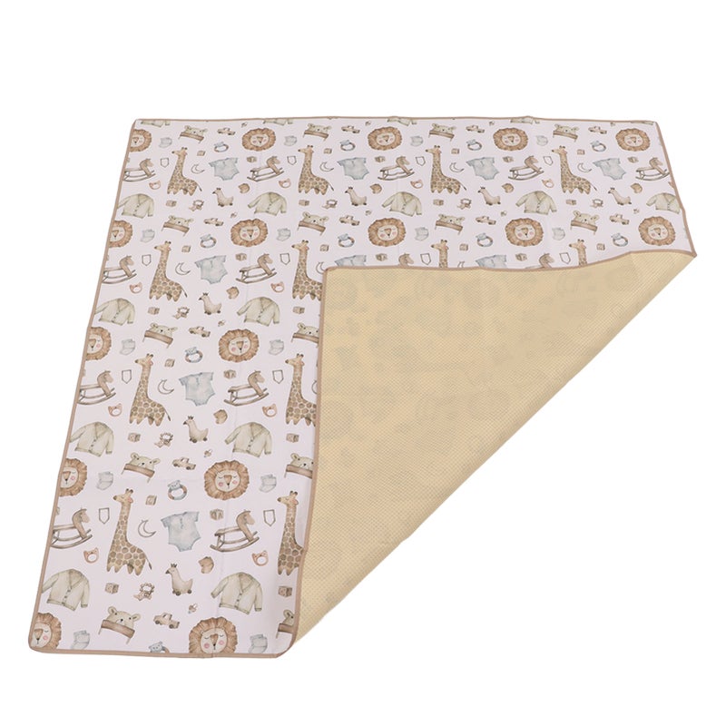 Baby Highchair Floor Mat Soft Cute Cartoon Animal Pattern Waterproof Food Spill Mess Mat for Home - Image 1