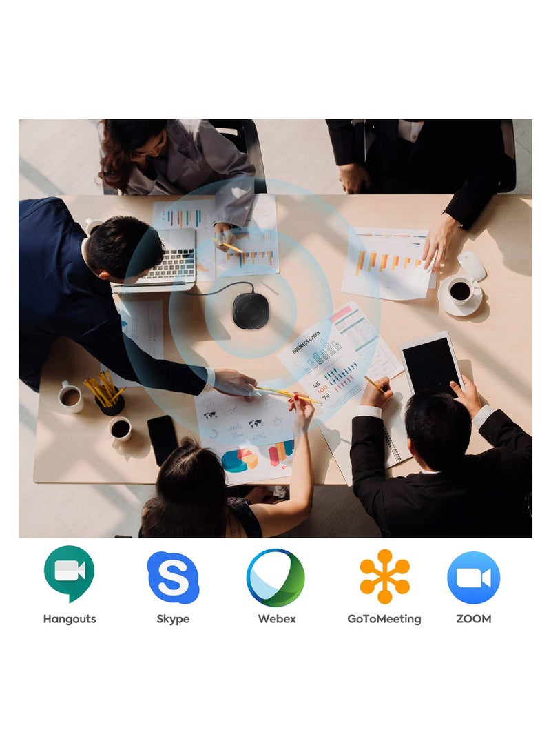 Conference Speaker and Microphone, USB Speakerphone Microphone, with 360º Voice Pickup, Touch-Sensor Buttons for Mute/unmute, Streaming, Call Speaker Skype, Webinar, Interview - Image 2